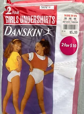 Vintage Danskin Girls Undershirts 2 Pack 100% Cotton White Sz 6 USA NOS • $36