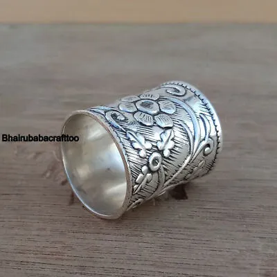 Handmade Solid 925 Sterling Silver Flower Design Meditation Band Ring • $9.60