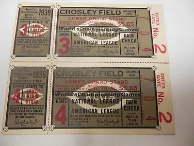 $894.99 • Buy 1939 World Series Game 3 & 4 Full Tickets Cincinnat Reds Vs Ny Yankees Rare