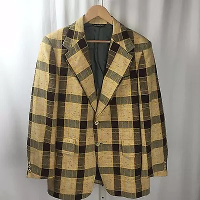 Vintage McGregor Tweed Brown & Yellow Checks 2 Button Jacket Size 42 • $50.74