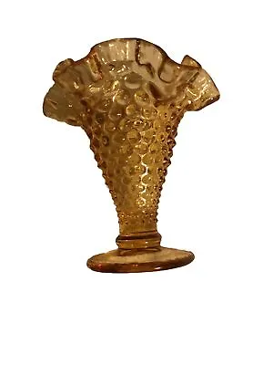 Fenton Glass Vase Hobnail Ruffle & Crimped Rim Footed • $9.80
