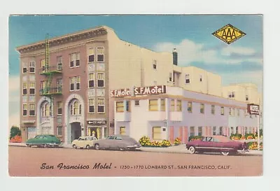San Francisco Motel CA California Lombard St Tripple A Linen Postcard • $14.99