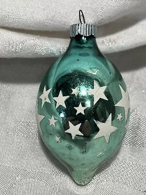 Vintage Shiny Brite Stenciled Stars Glass Christmas Ornament  • $9.99