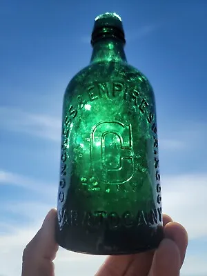 1870s REMARKABLE Deep Emerald Mineral Water☆ Old Green New York Springs Bottle! • $177
