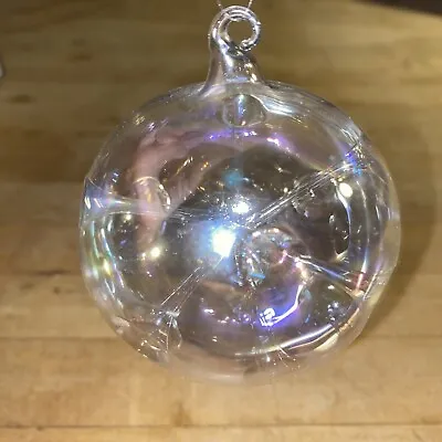 VTG SILVESTRI Blown Glass Indented Trumpet Iridescent Christmas Ornament Taiwan • $18.99