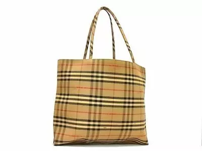 BURBERRY Tote Bag Shoulder Canvas Nova Check Beige Women Authentic • $337.69