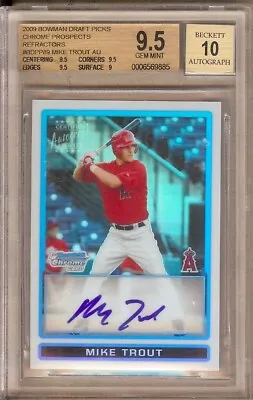 2009 Bowman Chrome Draft Refractor Mike Trout Rc Auto 289/500 Bgs 9.5 / 10!! • $12000