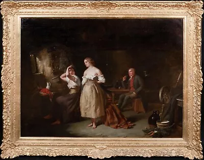 Large 19th Century English Prostitutes & Pimp In A Brothel Bordello Interior • £9500