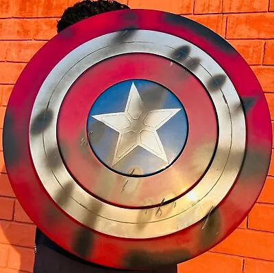 Marvel Legend Captain America Damage Metal Prop Replica Shield 22  Inches • £82.80