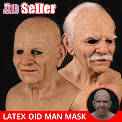 Latex Old Man Mask Male Disguise Realistic Masks Cosplay Costume Party Decor NEW • $27.96
