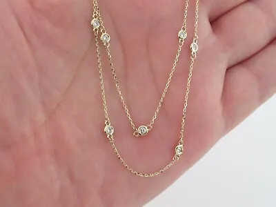 $739 • Buy  Diamond By The Yard Station Necklace 14k Yellow Gold  16  18 