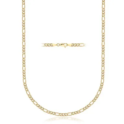 Real 10K Yellow Gold Figaro Link Chain Necklace 2mm - Unisex Sizes 14 - 24 Inch • $154.99