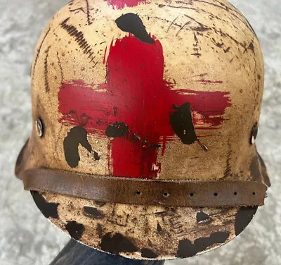 WWII German Helmet M42/ET66 Winter Camo Medic Restored • $595