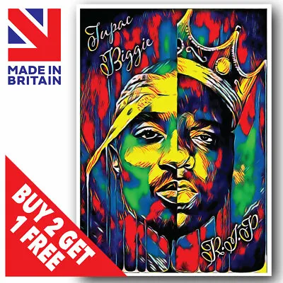 2Pac Biggie R.I.P Tupac Rap Music Poster Print Wall Art LARGE A3 A4 A5 LAMINATED • £6.49