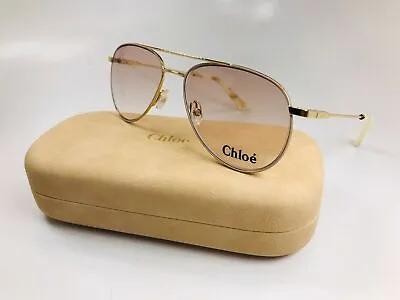 New CHLOE CE2137 743 Gold/Beige Aviator Eyeglasses Frame 55mm + Case • $83