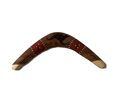 Vintage Australia GENUINE ABORIGINAL BOOMERANG WOOD KANGAROO ABORIGINE 12  Art • $24.99