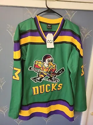 Mighty Ducks Greg Goldberg 33 Hockey Jersey All Sewn Green White Black Small NWT • $37.97