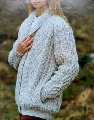 Knitting Pattern Ladies Aran Cardigan Jacket Raglan Sleeves  Shawl Collar 32-42 • £3.50