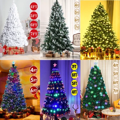 £51.24 • Buy Pre Lit Christmas Tree With LED Lights Bushy Hinged Stand Xmas In/Outdoor Decor