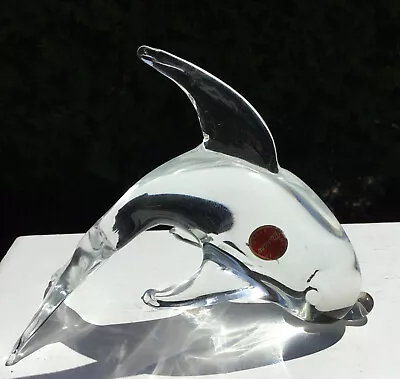 Vintage Murano Italy Clear 7” Glass Dolphin Authentic • $26.99
