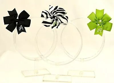 3 Personalized Hairbows Lot Girls Monogram Black Apple Green Zebra Initial A • $9.99