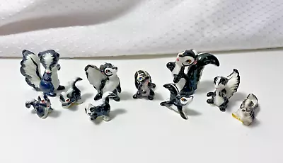 Vintage Lot Of 9 Miniature Skunk Figurines Ceramic Hagen Renaker + Others Mixed • $29.99