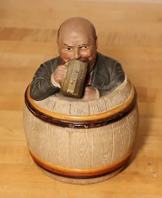 Man Drinks In Beer Barrel Tobacco Humidor Jar Antique Johann Maresch • $175