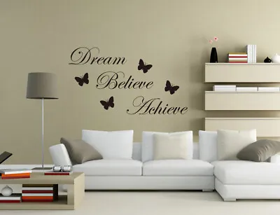 £4.80 • Buy Dream Believe Achieve Wall Stickers Vinyl Art Mural Decal Home Decor UK Pq184