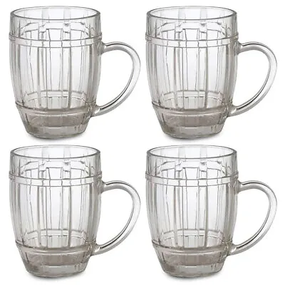 4 Pc Beer Mug Set Pilsner Glasses Drinking Glass Bar Party Handles Clear 19.5oz • $21.40