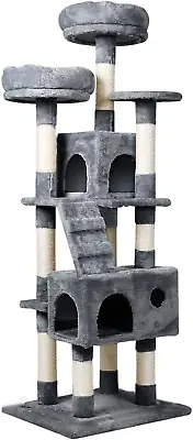 Cat Trees Scratching Post Scratcher For Large Cats Tower House Grey 141Cm • $150.10