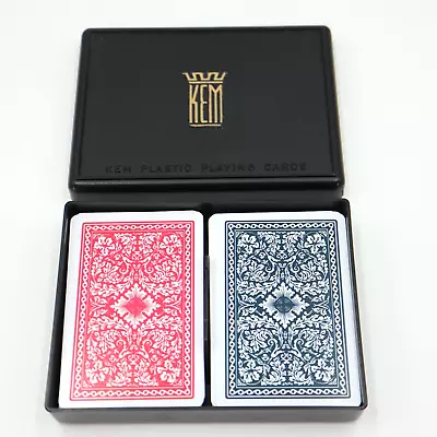 KEM Playing Cards Jumbo Index Red Blue 100% Plastic In Original Case • $24.99