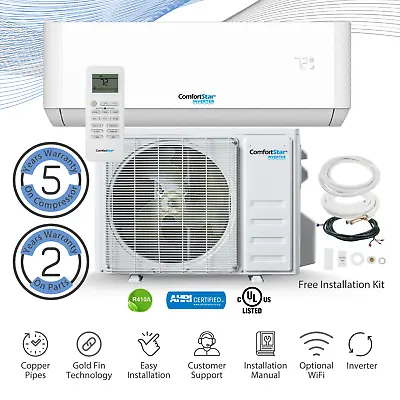 12000 BTU Air Conditioner Mini Split 22.0 SEER2 INVERTER Ductless Heat Pump 110V • $588