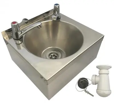 SQUID® SINK With LEVER TAPS Stainless Steel HAND WASH BASIN Waste Plug & Trap • £59.99