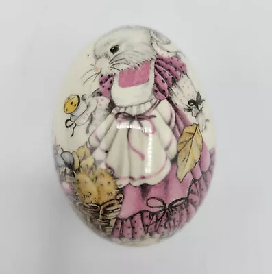 Vintage The Egg Lady Decorative Porcelain Egg W/Bunny And Basket • $8.95