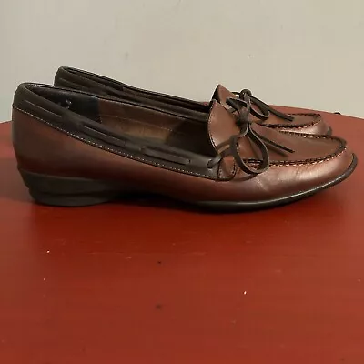 Munro American Women's Size 7.5M Shoes Brown Black Leather Driver Career Loafers • $7.20