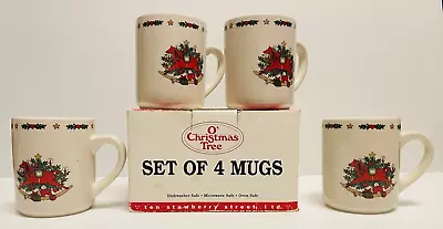 O' Christmas Tree Set Of 4 Mugs Original Box Holiday Mugs Rocking Horse VTG 1987 • $14.95