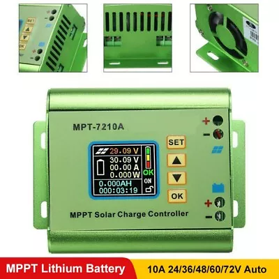 24/36/48/60/72V Boost MPT-7210A Parts LCD MPPT Solar Regulator Charge Controller • $46.99