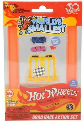 $17.95 • Buy DRAG RACE ACTION SET Worlds Smallest Hot Wheels-Track, Joiners, 2 Exclusive Cars