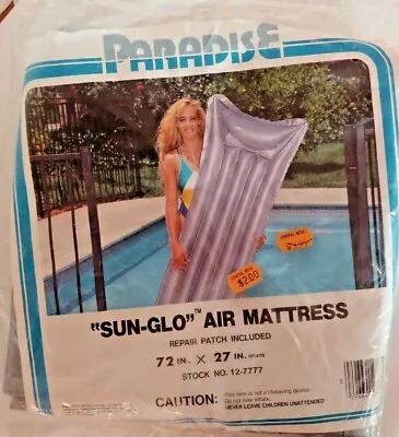 Pool Float Air Mattress Sun-Glo Paradise Vintage NOS Gray 27x72 Stock 12-7777 • $26.05