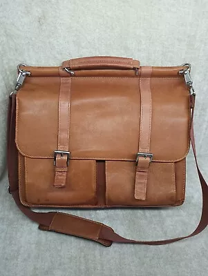 Wilsons Brown Leather Executive Briefcase Cross Body Computer Bag • $100