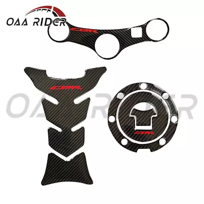 For CBR600F4i 2001-2006 Carbon Fiber Fuel Cap Gas Tank Pad Triple Clamp Sticker • $27.54