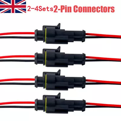 12V 2Pin Cable Wire Connector Plug Waterproof Sealed For Electrical Car W/wire • £4.16