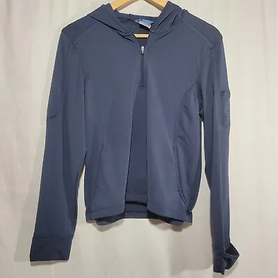 Title Nine 9 Blue Zip Front Hoodie Hooded Athletic Sweatshirt Womens Sz Medium • $14.99