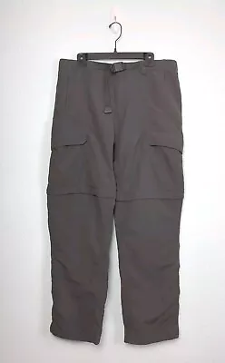 North Face Men's Sz Large Cargo Pants Zip Off Convertible Gray Nylon Belted • $23.99