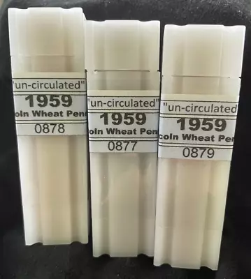 (3) Rolls Of 1959 Lincoln Memorial (mislabeled As Wheats) Pennies Unc. • $50