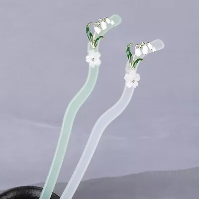 Bellflower Hanfu Hair Fork Imitation Jade Chinese Style Hair Chopsticks  Girl • $4.19