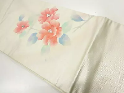 41262# Japanese Kimono / Antique Nagoya Obi / Embroidery / Camellia • $1