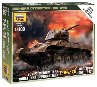 Zvezda 6159 Soviet Medium Tank T-34/76 MOD.1943 Model Kit 1/100 • $8.77