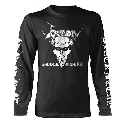 Venom 'Black Metal - White Print' Black Long Sleeve T Shirt - NEW • $31.57