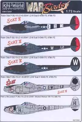 Kits World Decals 1/72 LOCKHEED P-38J LIGHTNING Scat II & Wicked Woman • $12.99